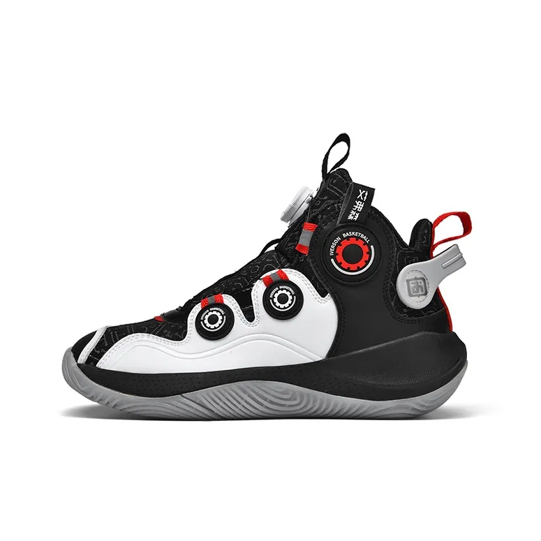 IVERSON Wear-resistant And Lightweight High-Top Kids' Slip-on Basketball Shoes Unisex Glow In The Dark Black White Red