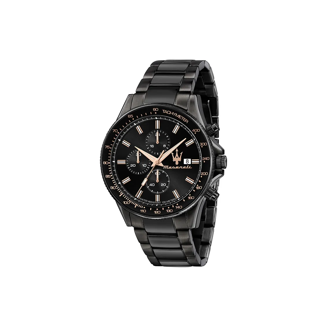Maserati Мужские часы Кварцевый механизм Стальной ремешок 44 мм Черный циферблат