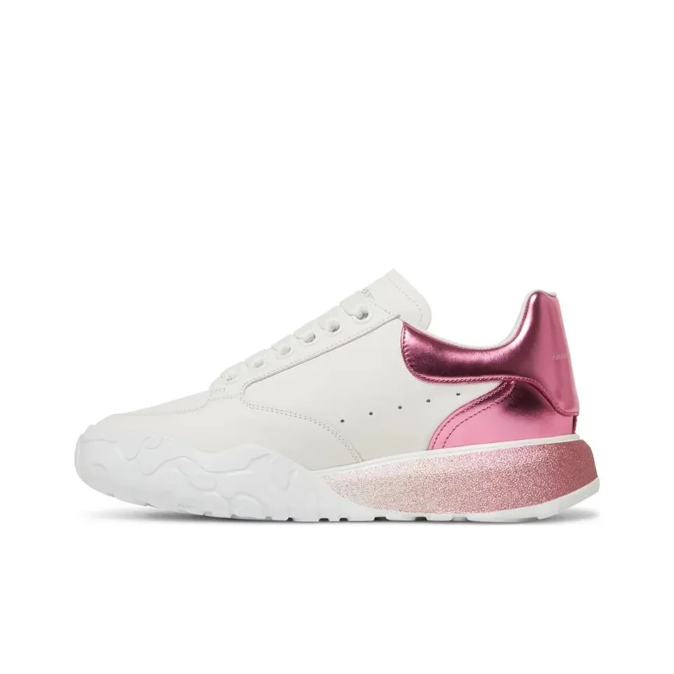 Alexander McQueen Metallic Court Low Top Sneakers 'White Pink' Women's