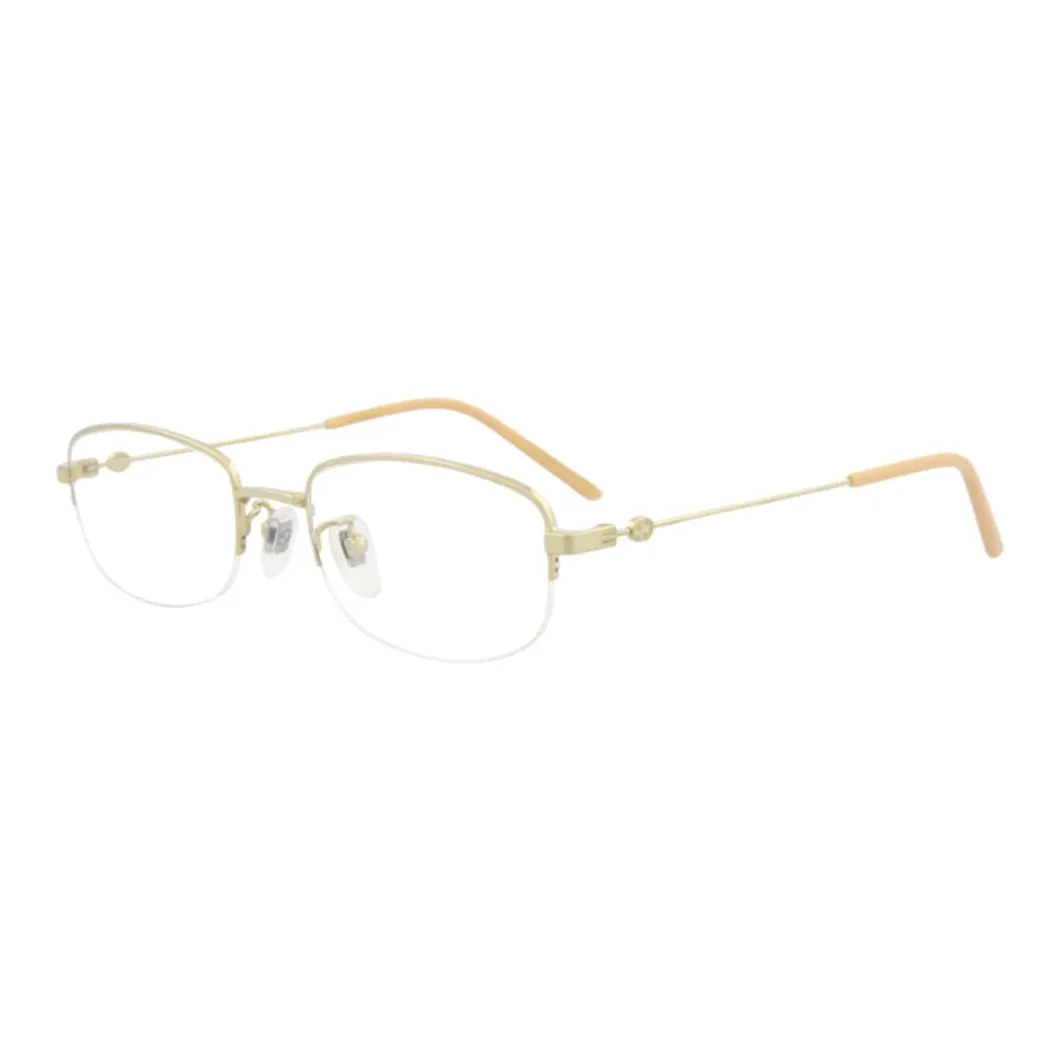 GUCCI Metal Irregular Shape Eyeglass Frames Men's Yellow