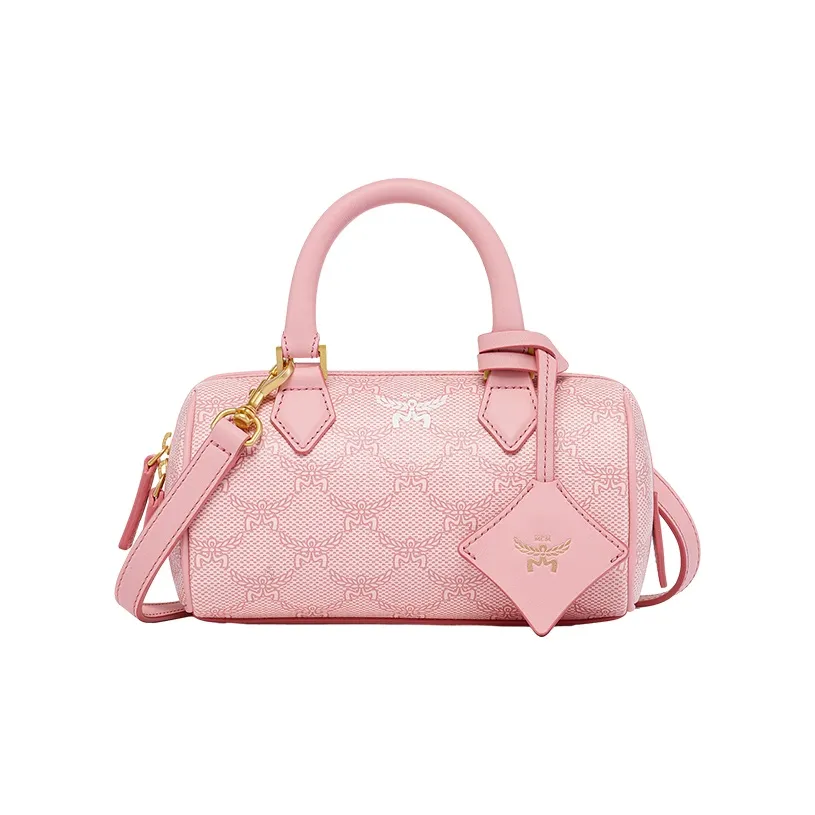 MCM Ella Cow Leather Boston Bag, Handbag, Crossbody Bag Mini Women's Cherry Blossom Pink