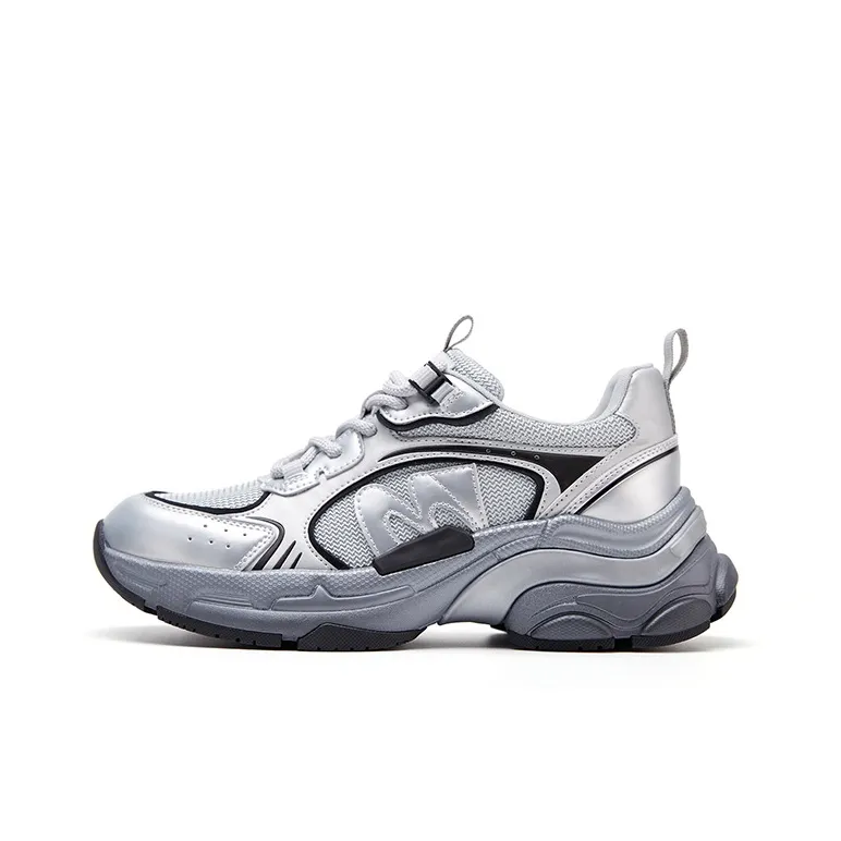Marie Claire Low Top Chunky Sneakers 5cm Women's Shimmering Silver