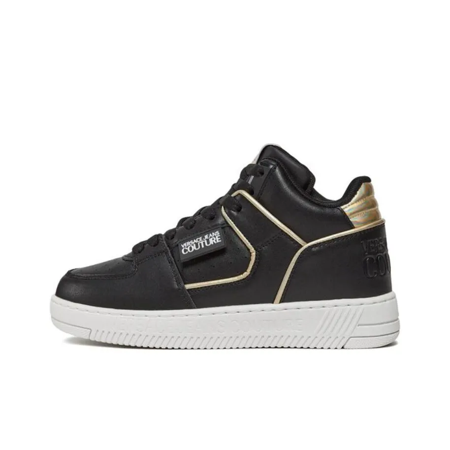 VERSACE JEANS Mid Top Skateboard Shoes Women's Black Gold