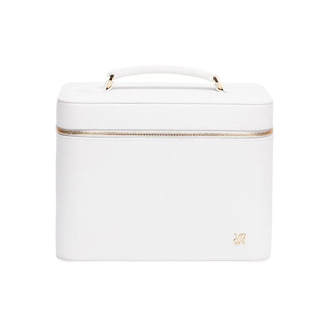 RAPPORT Leather Makeup Box, Jewelry Box, Storage Bag Women's White