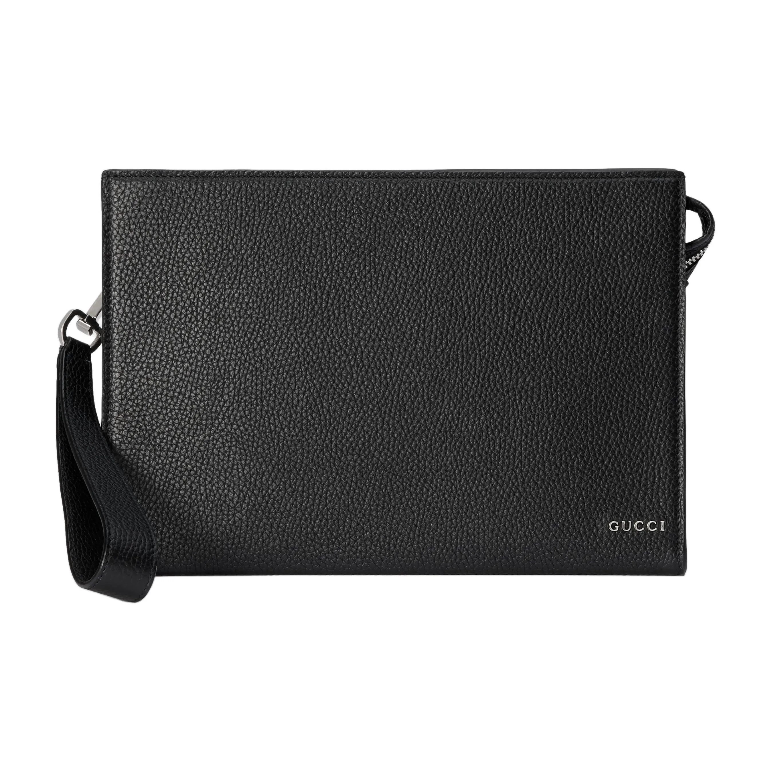 GUCCI Leather Clutch Men's Black