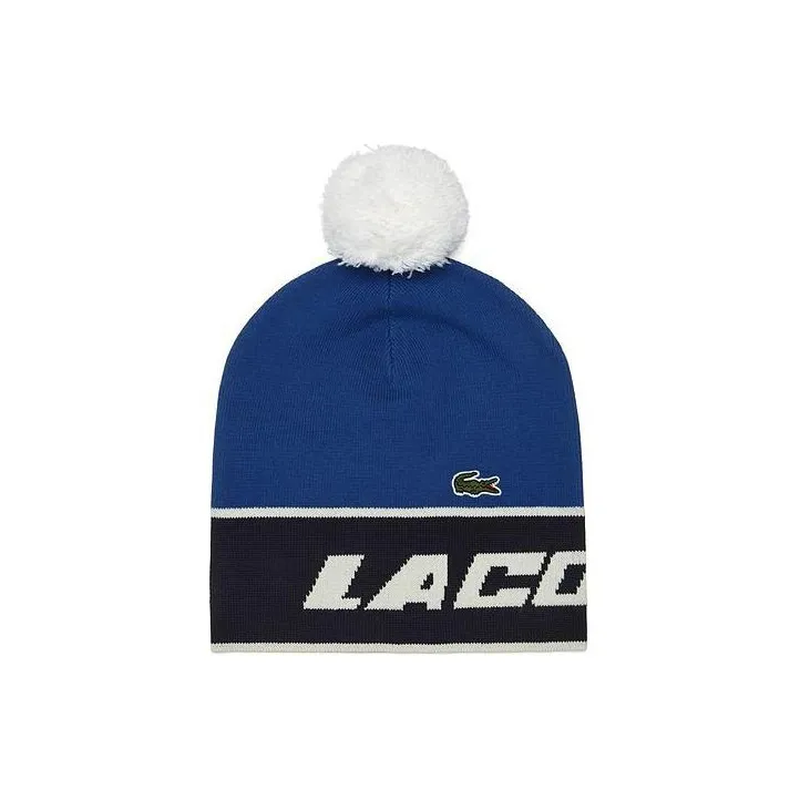 Шапки-бини из хлопка с сотрудничеством LACOSTE унисекс синий