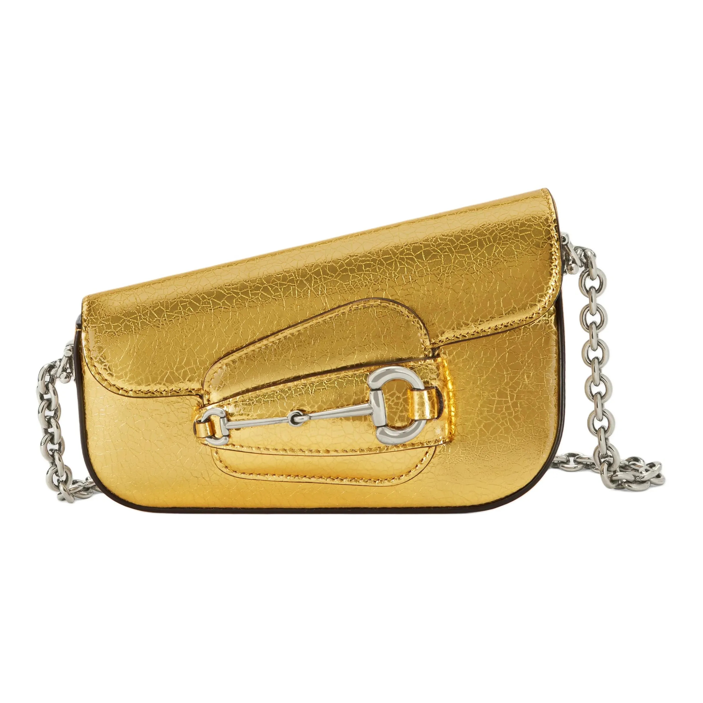 GUCCI Horsebit 1955 Leather Portable Crossbody Bag, Shoulder Bag Mini Women's Gold