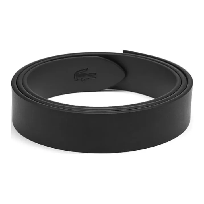 Lacoste Однотонный Логотип Штамп Плавная пряжка Спилок Коровья кожа Ремни Мужской Черный Ширина 3 см