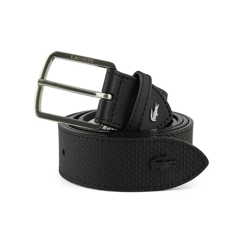 Lacoste Логотип Emblem Логотип Украшение Шпилька Спилок Коровья кожа Ремни Мужской Черный Ширина 3 см