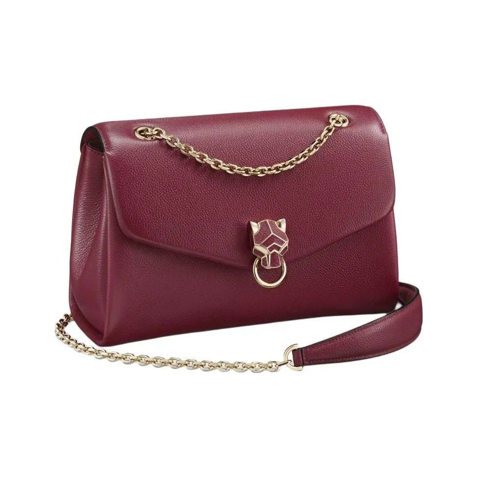 CARTIER PANTHÈRE Calfskin Shoulder Bag, Crossbody Bag Trumpets Women's Burgundy