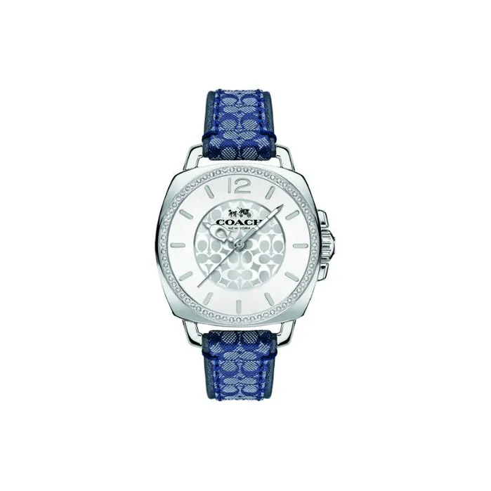 COACH Наручные часы Кварцевый механизм Кожаный ремешок 34 мм Серебристый циферблат Женские часы