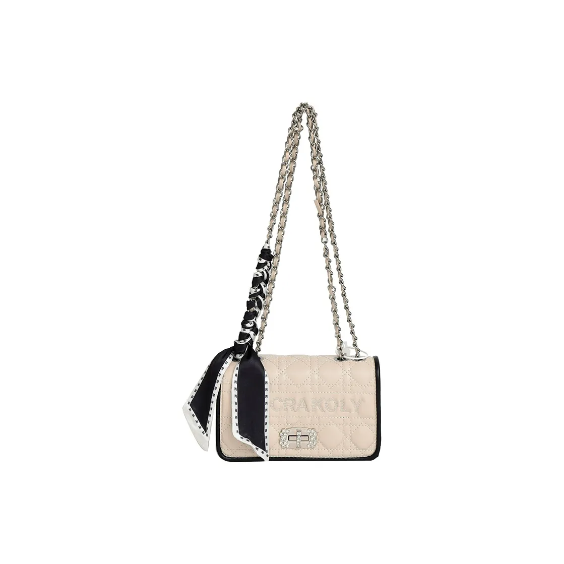 Morellybear PU Chain Bag Small Square Bag Shoulder Bag Regular Women's Ecru