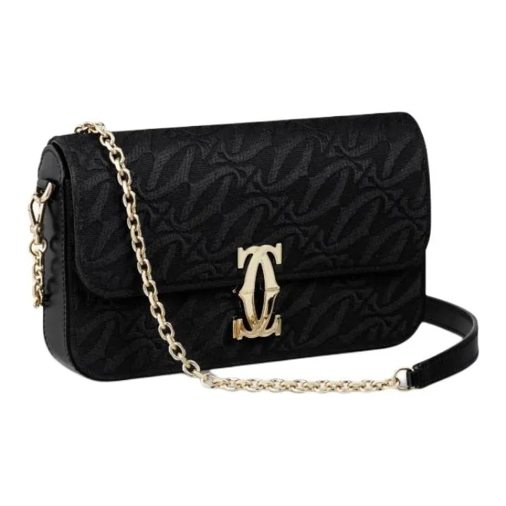 CARTIER C De Cartier Collection Calfskin Crossbody Bag Shoulder Bag Mini Women's Black