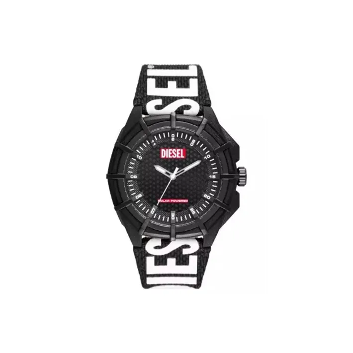 DIESEL Мужские часы Солнечный кварцевый механизм Пластиковый ремешок из ПК Черный циферблат