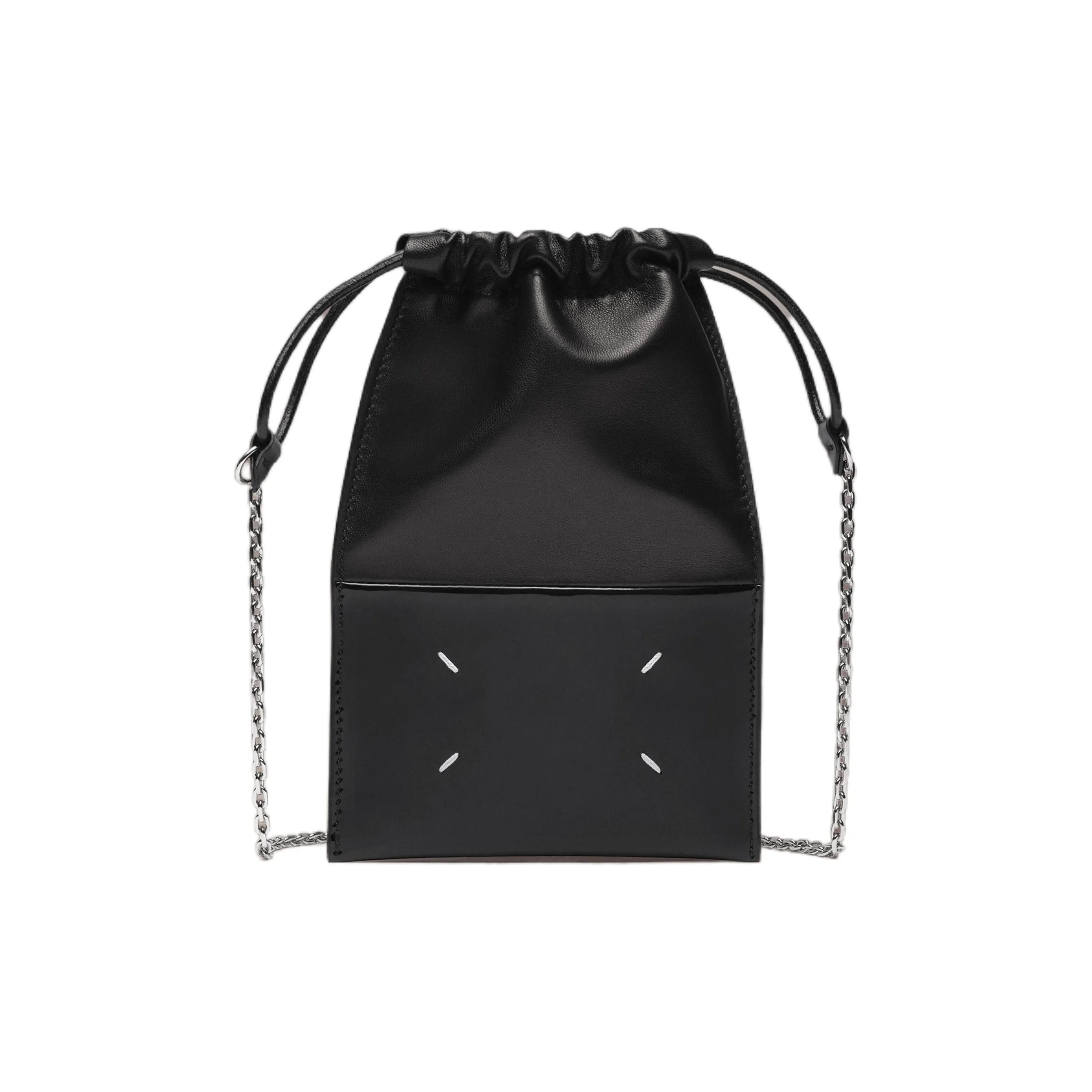 Maison Margiela Calfskin One Shoulder Crossbody Cell Phone Pouch Unisex Black