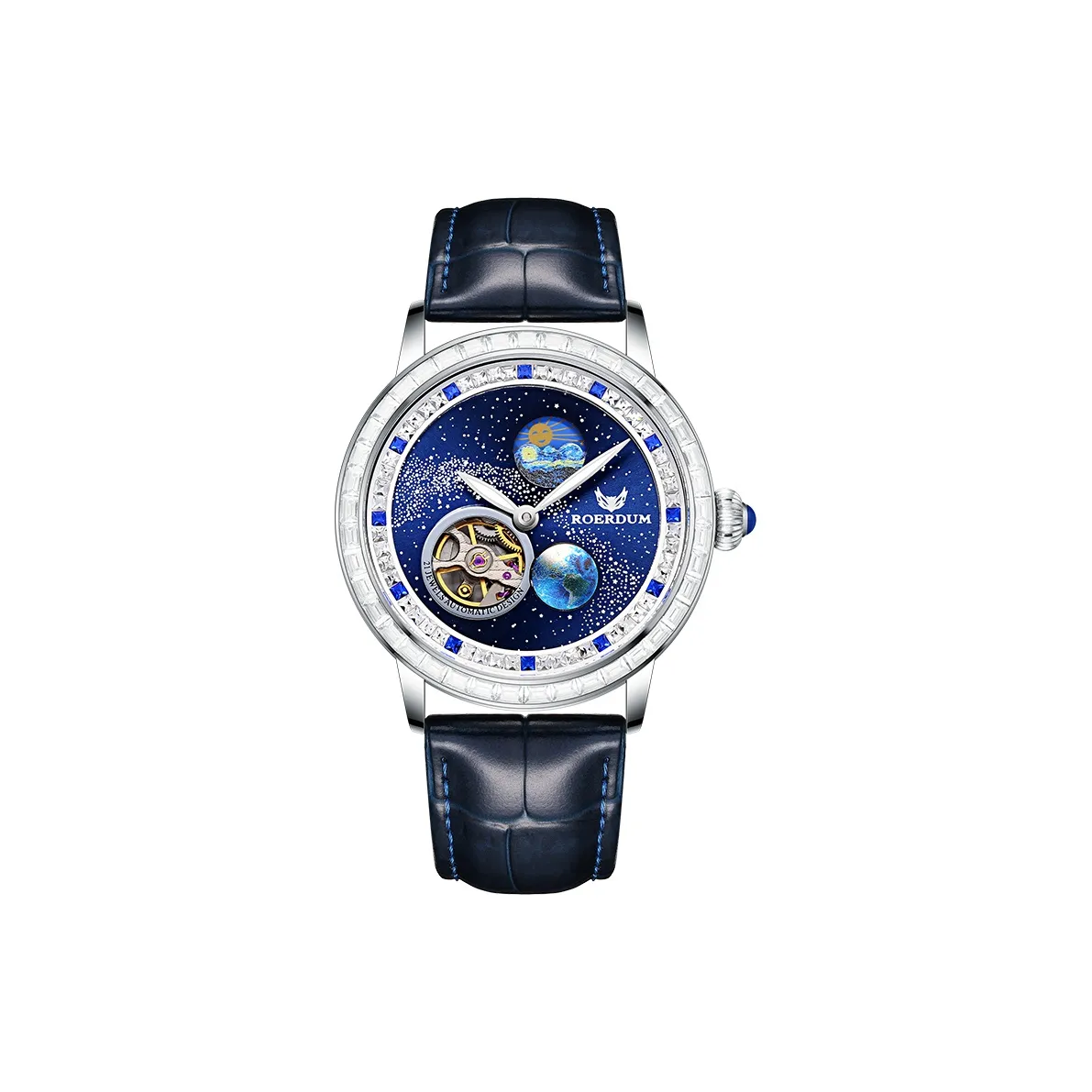 ROERDUM Автоматический механический механизм Мужские часы 42мм*42мм*12мм Синий