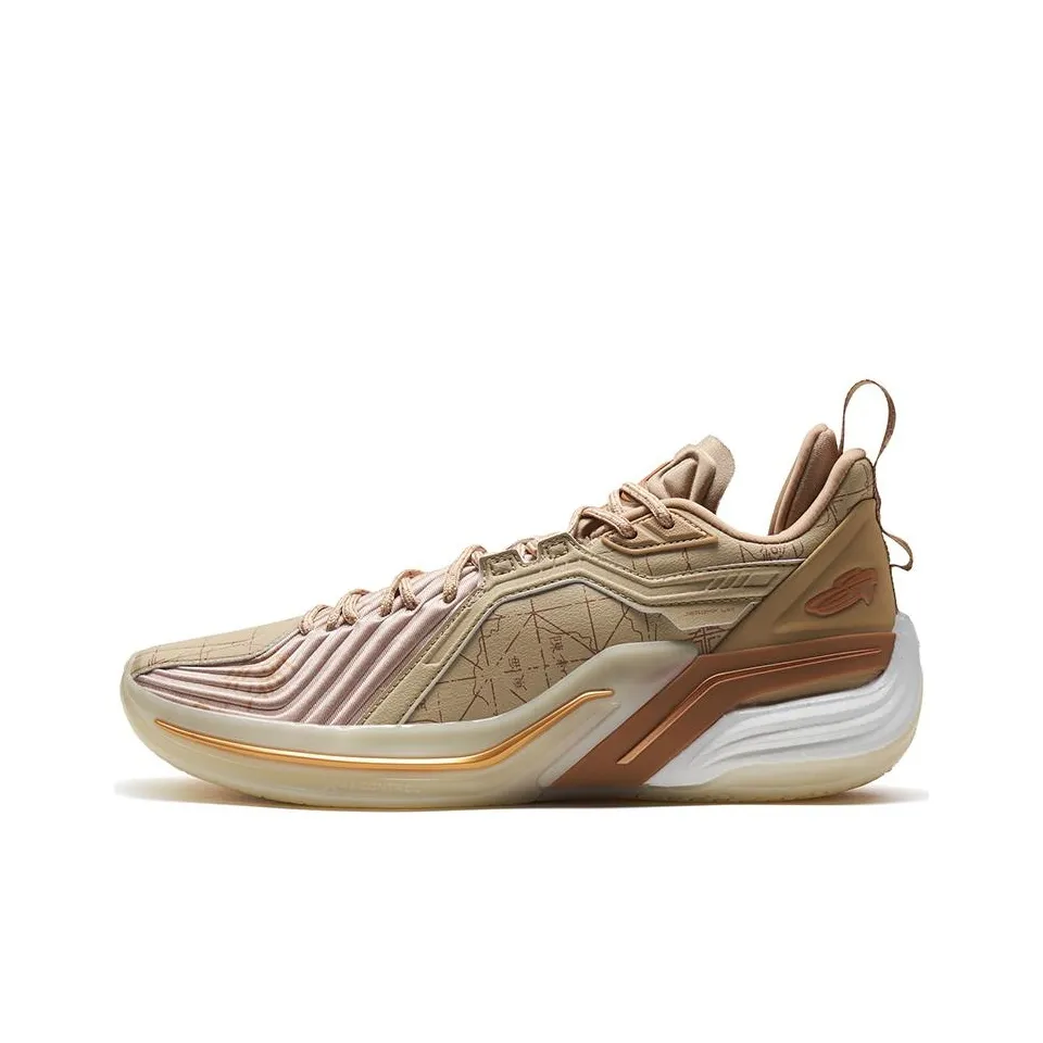 XTEP Jeremy Lin Three Generations Slip Resistant Low Top Basketball Shoes Men's Brown Gray/Linen Light Brown