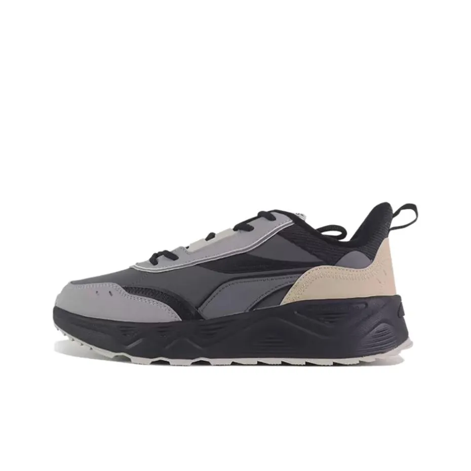 361° Термический Амортизация Устойчивый к износу Низкий Топ Беговые кроссовки Мужской Обсидиан Черный Дымчатый Серый