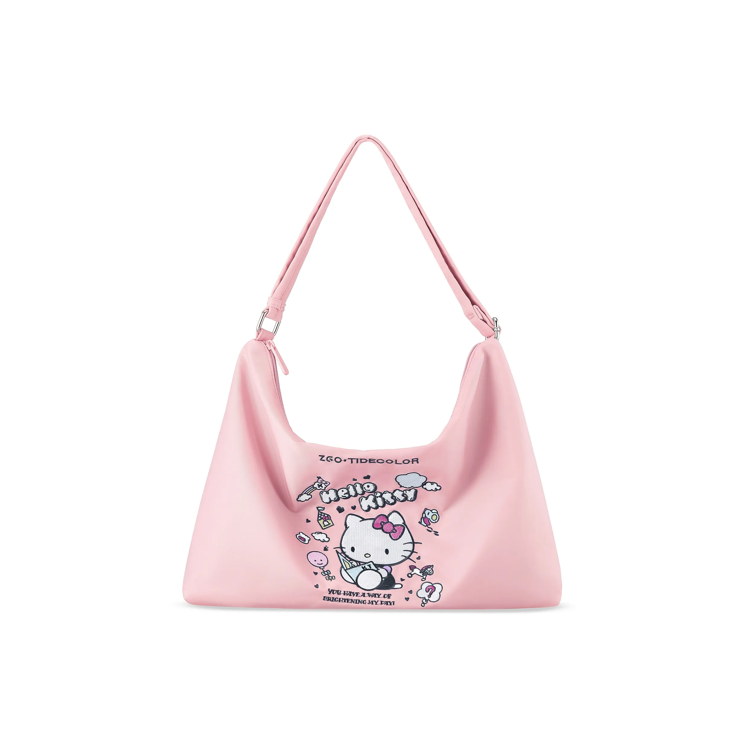 Zgo Sanrio Hello Kitty Hello Kitty Нейлоновая Сумка-тоут Сумка для покупок Сумка через плечо Женская Розовая