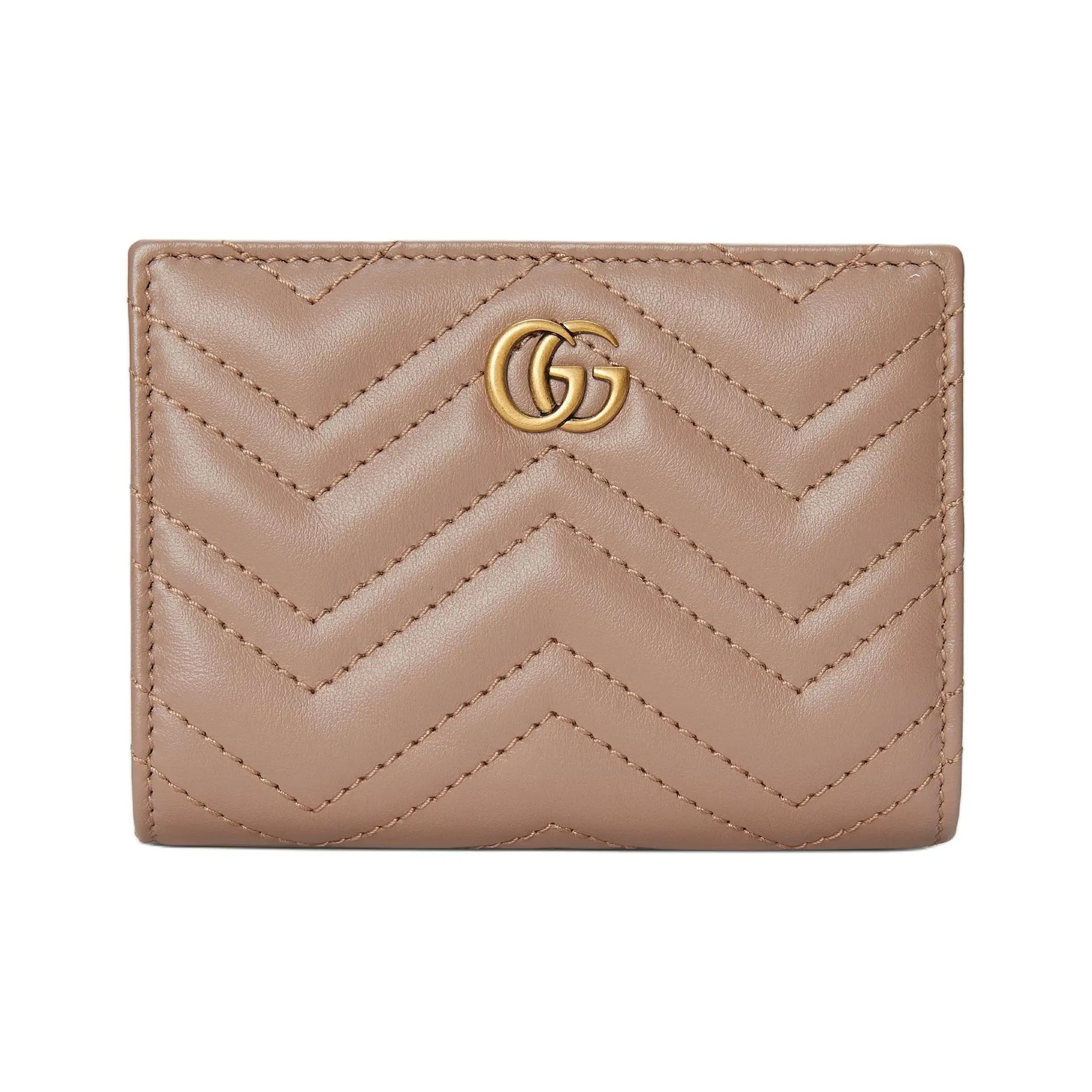 GUCCI GG Marmont Leather Wallet Women's Gray Pink