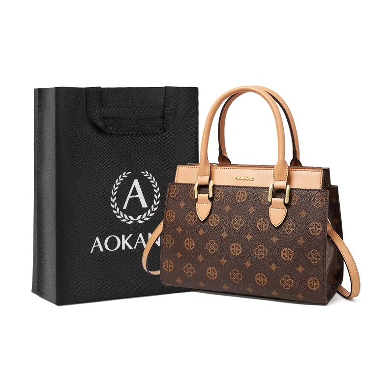 AOKANG PVC Тоут Сумка Тоут Сумка Армпит Over The Плечо Тоут Сумка Средний Женские Кофе