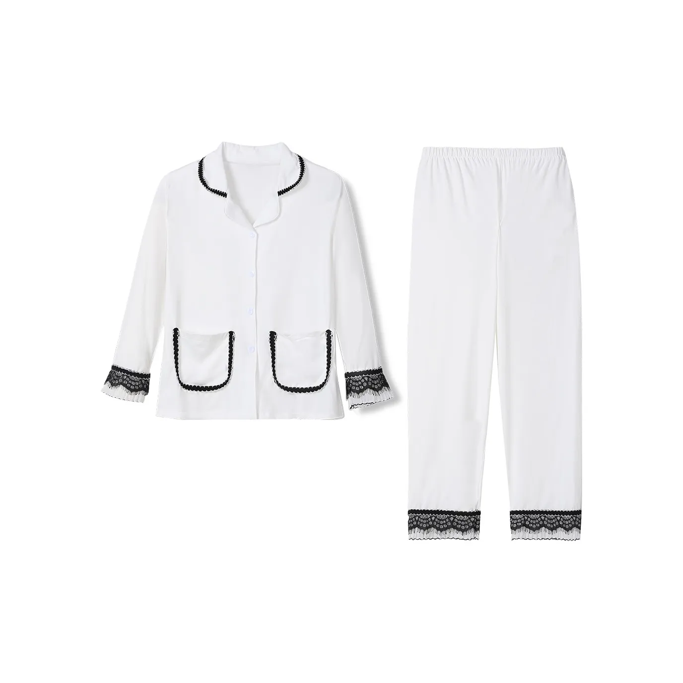 Flowers In Water Pajama Set Women's White
