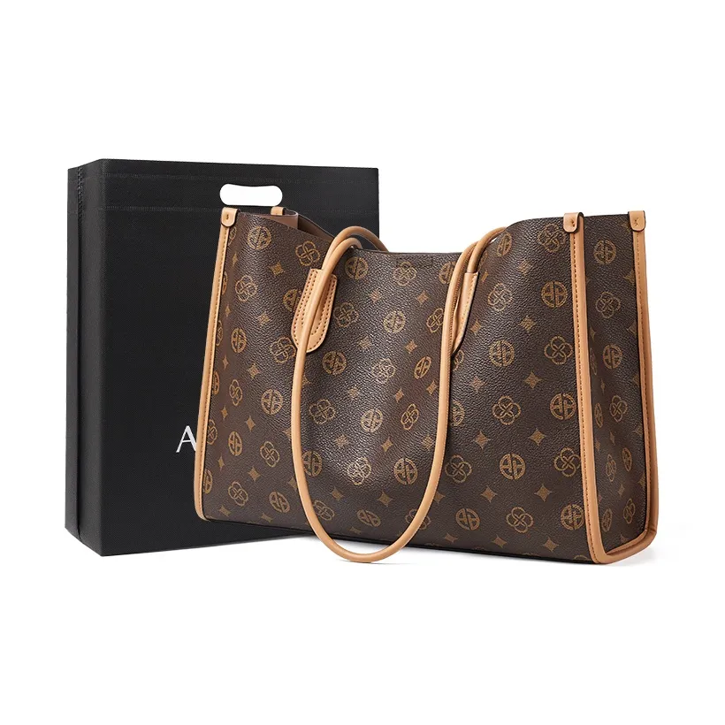 AOKANG PVC Тоут Сумка Сумка для покупок Сумка Подмышечная Сумка Сумка на плечо Стандартная Женская Кофейная Экрю