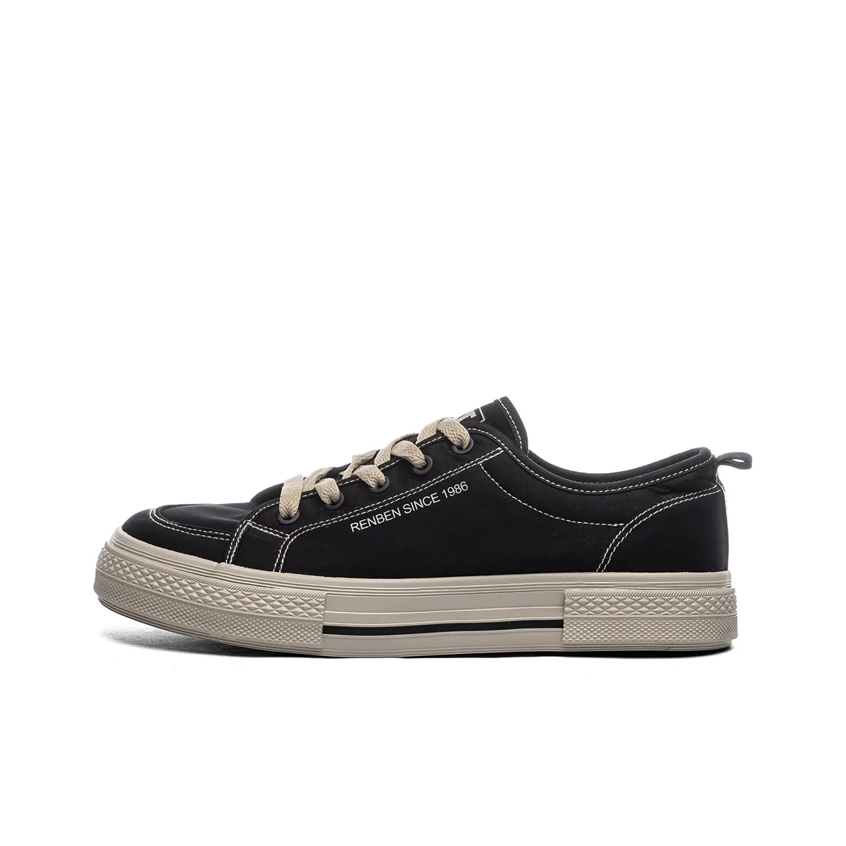 RENBEN Anti-Slip And Wear-Resistant Breathable Low-Top Canvas Shoes Unisex Black Brown