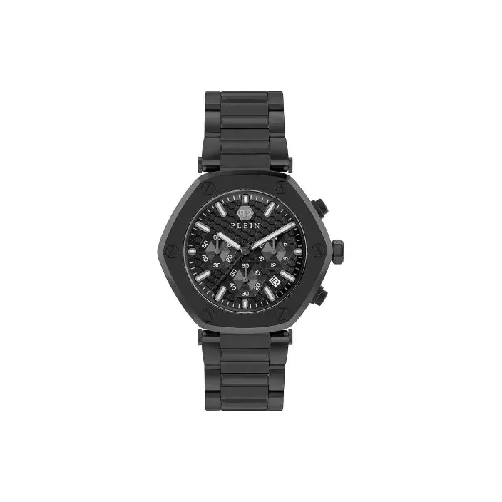 PHILIPP PLEIN Кварцевый механизм Мужские часы 42mm*42mm*10,5mm Черный