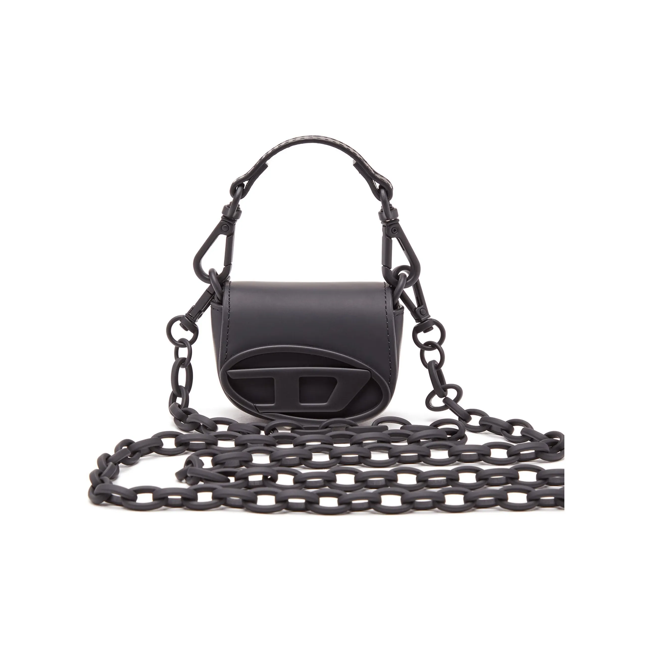 DIESEL Cow Leather Shoulder Bag, Crossbody Bag, Handbag Small Size Women's Black