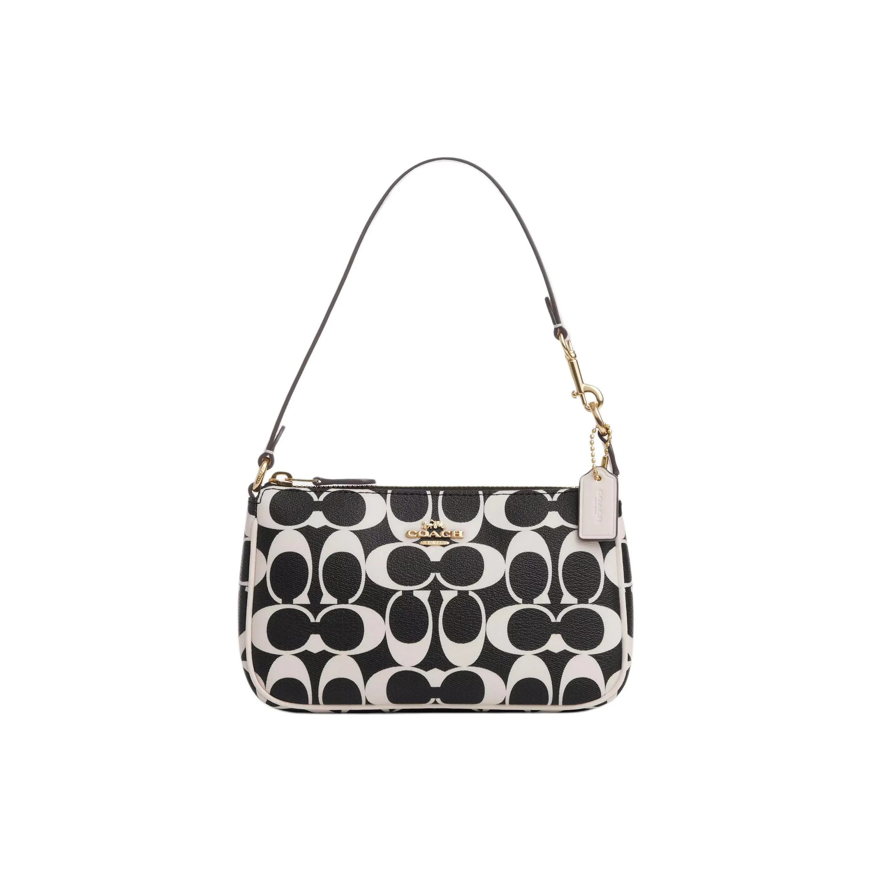 COACH Nolita Coated Canvas With Smooth Leather Handbag, Shoulder Bag Women's Black & White