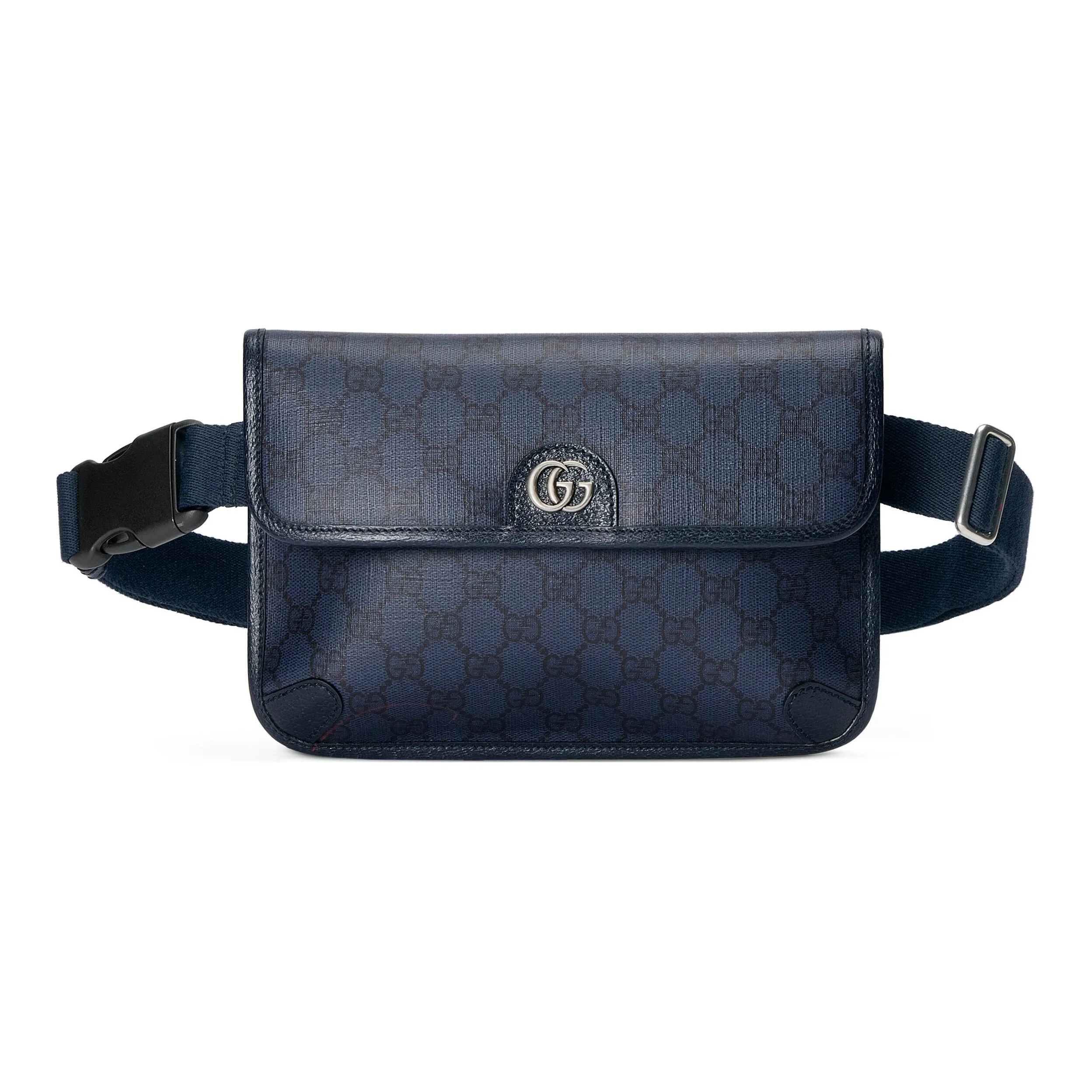 GUCCI Ophidia Canvas With Leather Sling Bag, One Shoulder, Crossbody, Fanny Pack Trumpets Men's Blue & Black