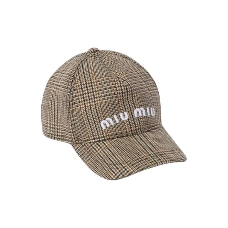 MIU MIU Wool Baseball Caps Women's Brown
