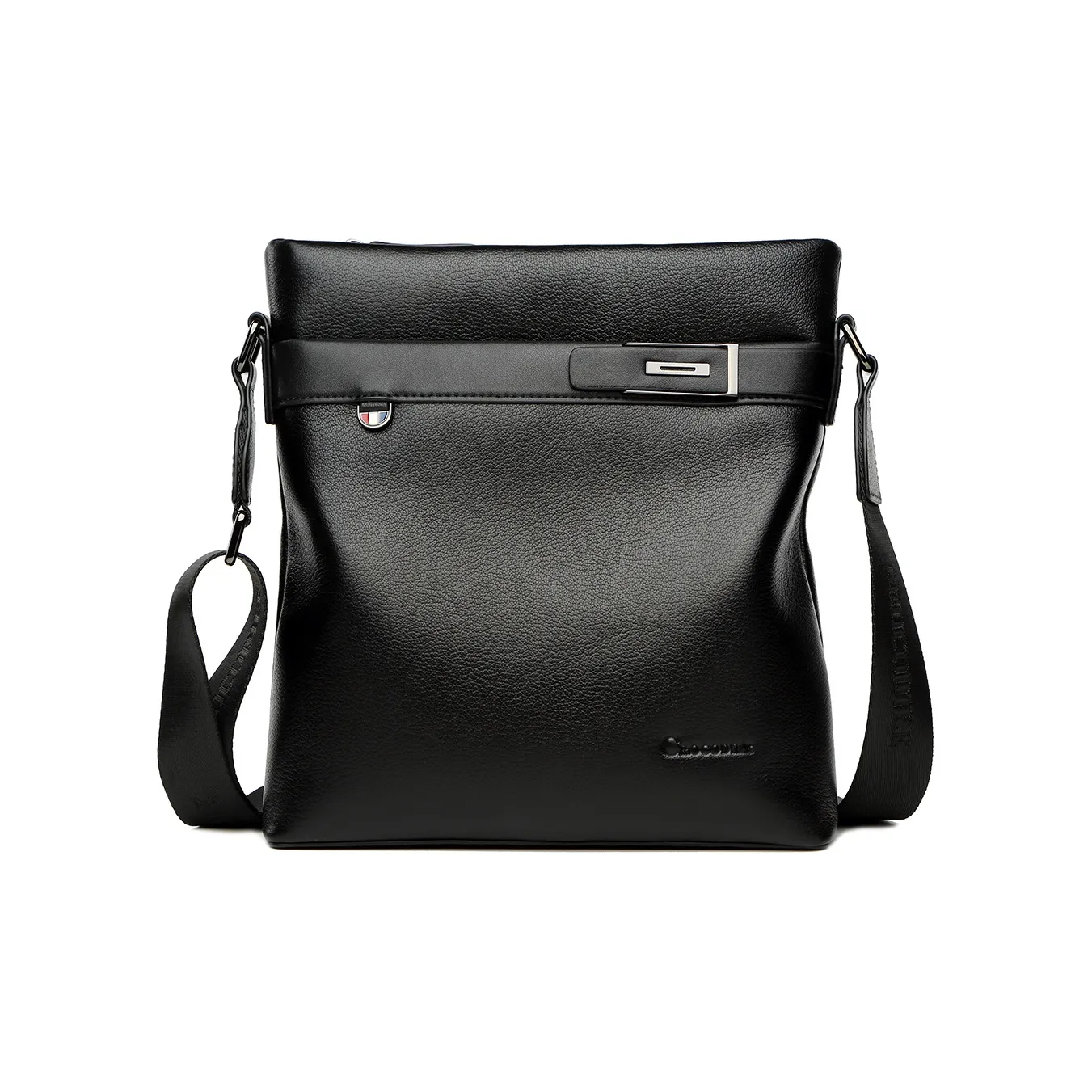 Crocodile Cow Leather, Microfiber, Synthetic Leather Shoulder Bag Men's Black