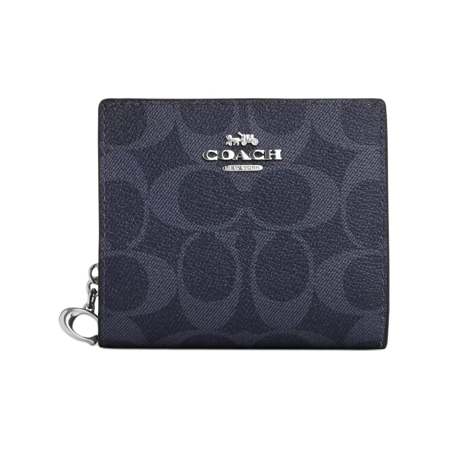 COACH Snap Wallet Leather Coin Purse Wallet Women's Midnight Marine Blue