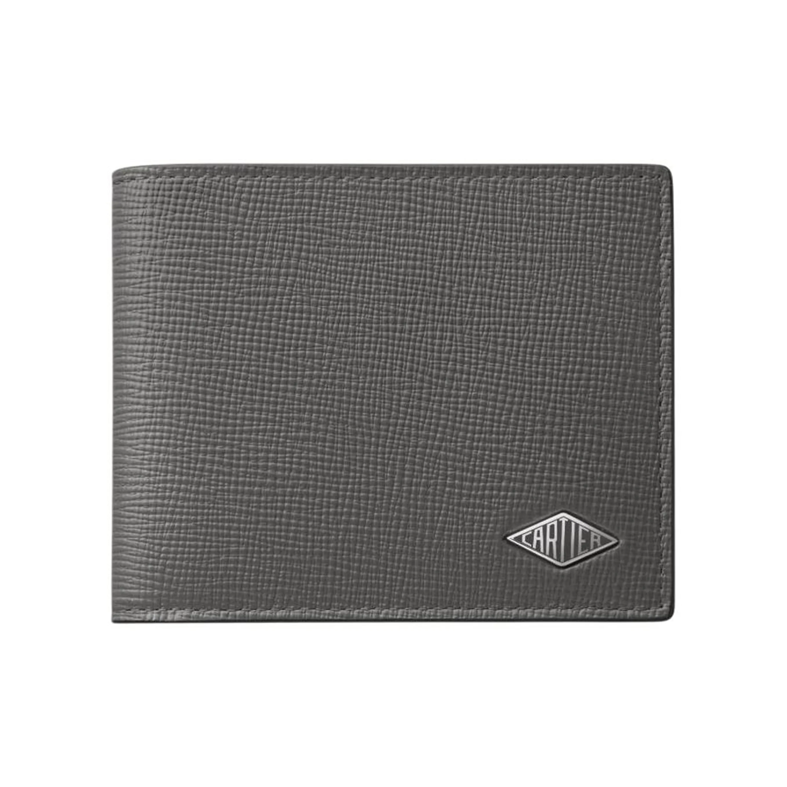CARTIER Grain Cow Leather Card Holder, Wallet Women's Gray