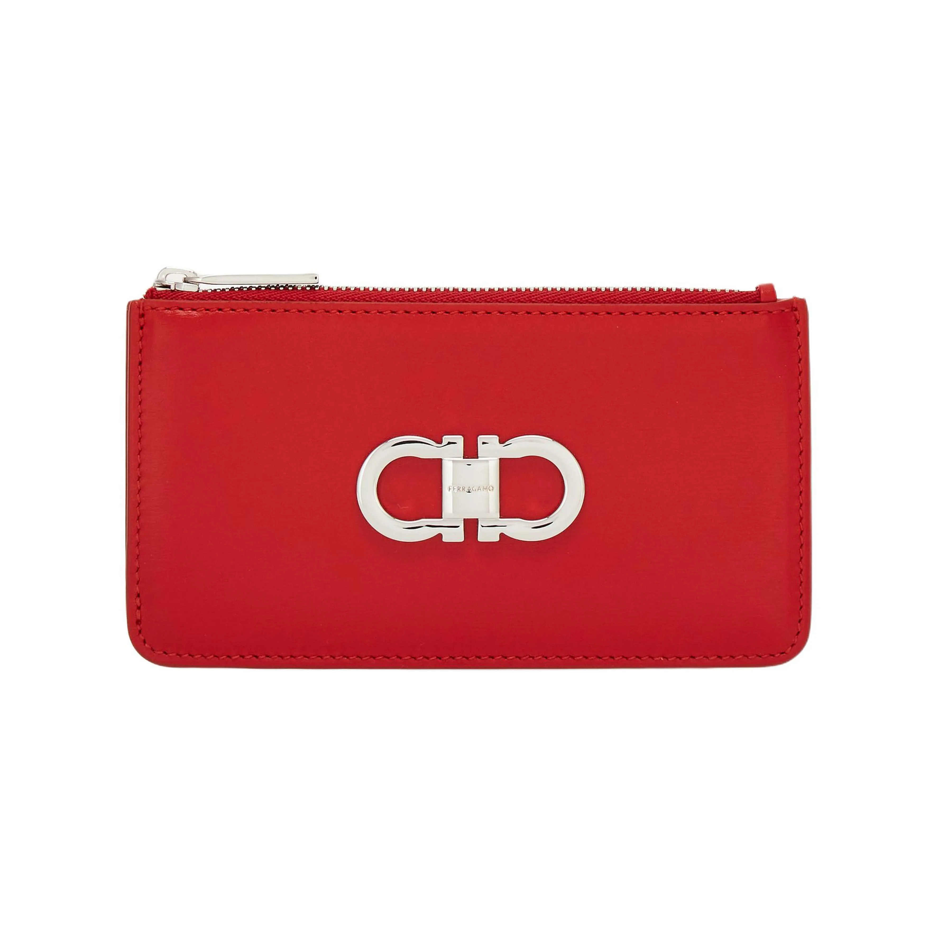 FERRAGAMO Palm Телячья кожа Кошелек Держатель для карт Стандартный Женский Пламя Красный