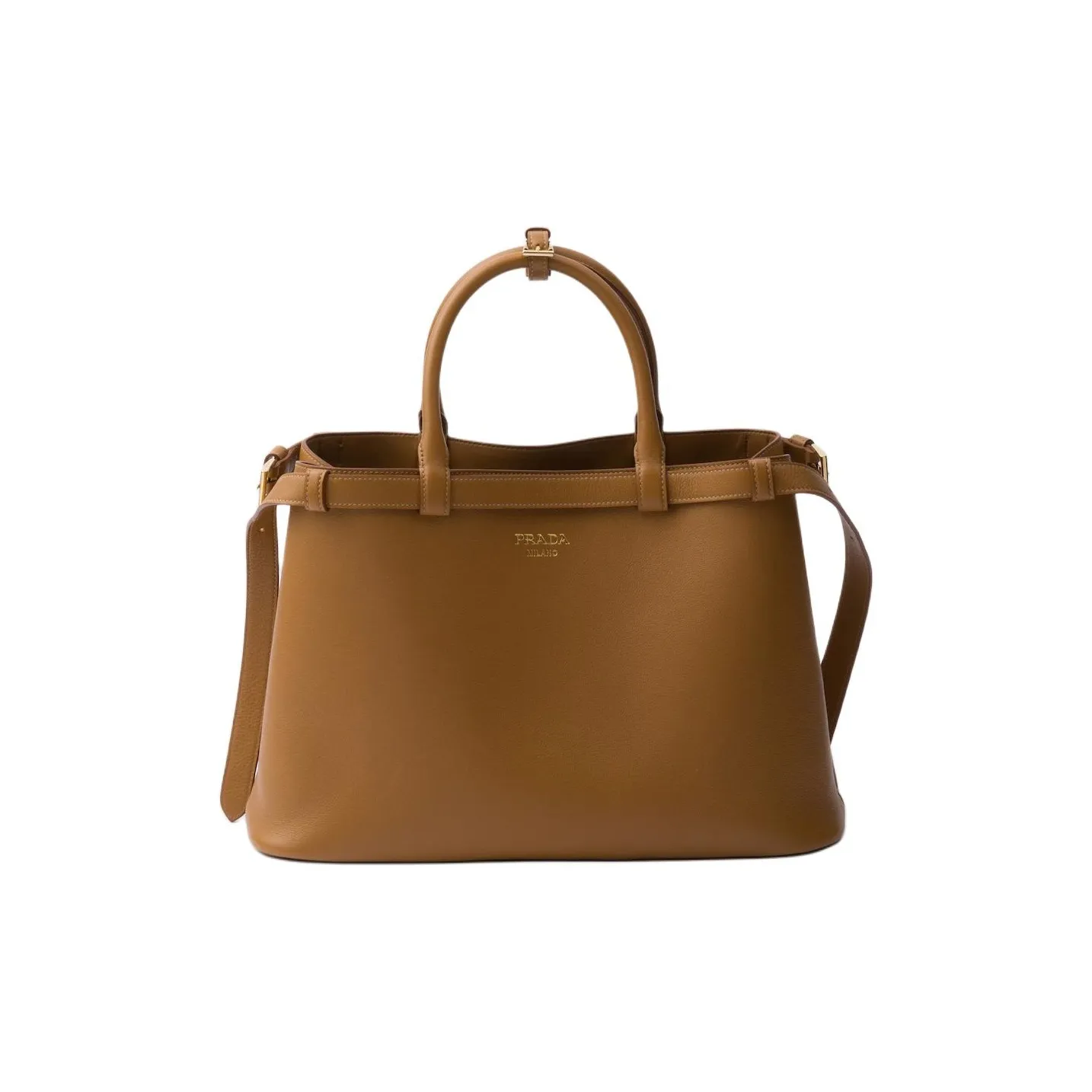 PRADA Leather Shoulder Bag, Crossbody Bag, Handbag Medium Size Women's Caramel Brown