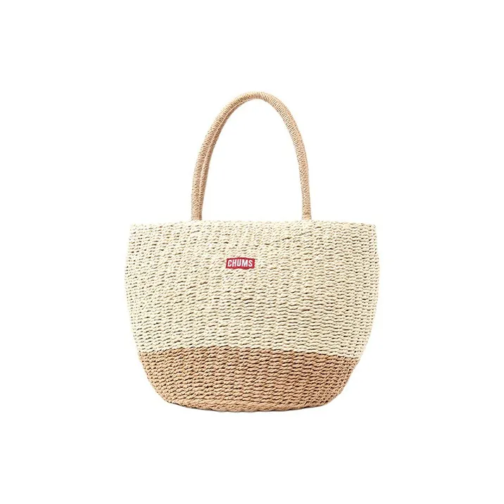 CHUMS Корзина из соломы Сумка-тоут Сумка для покупок Сумка унисекс Бежевый и Коричневый
