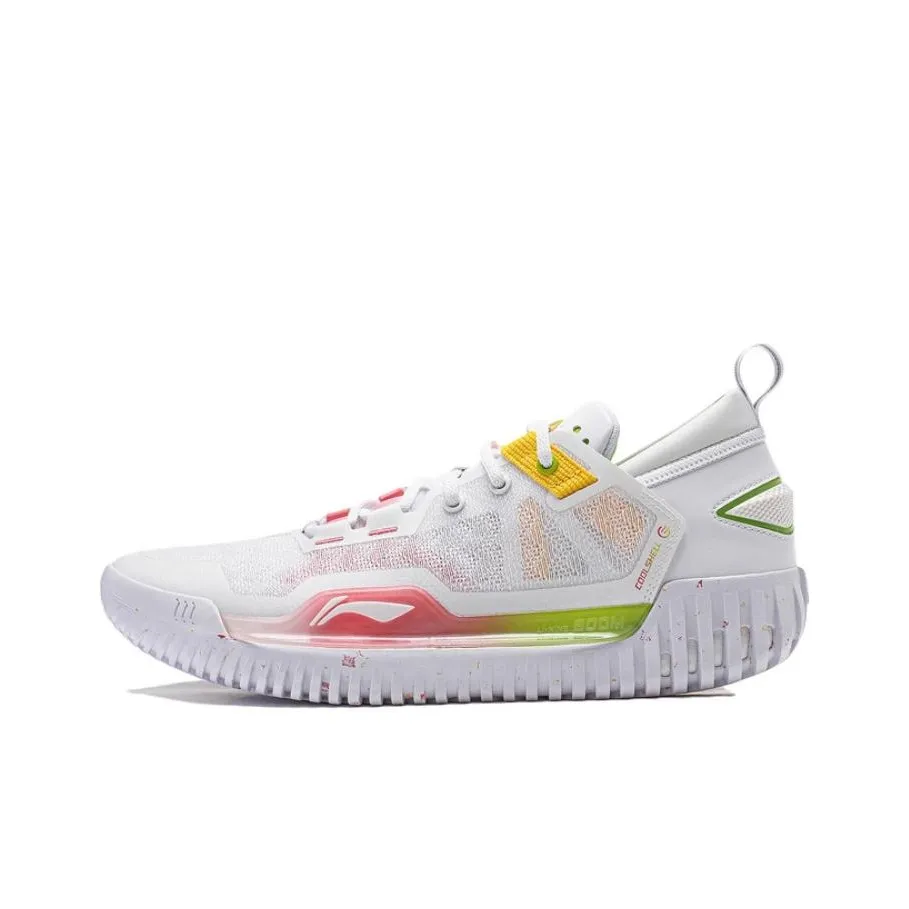 LiNing Anti-5 Low Cushioned Wear-Resistant Lightweight Low-Top Basketball Shoes Unisex White Red Yellow