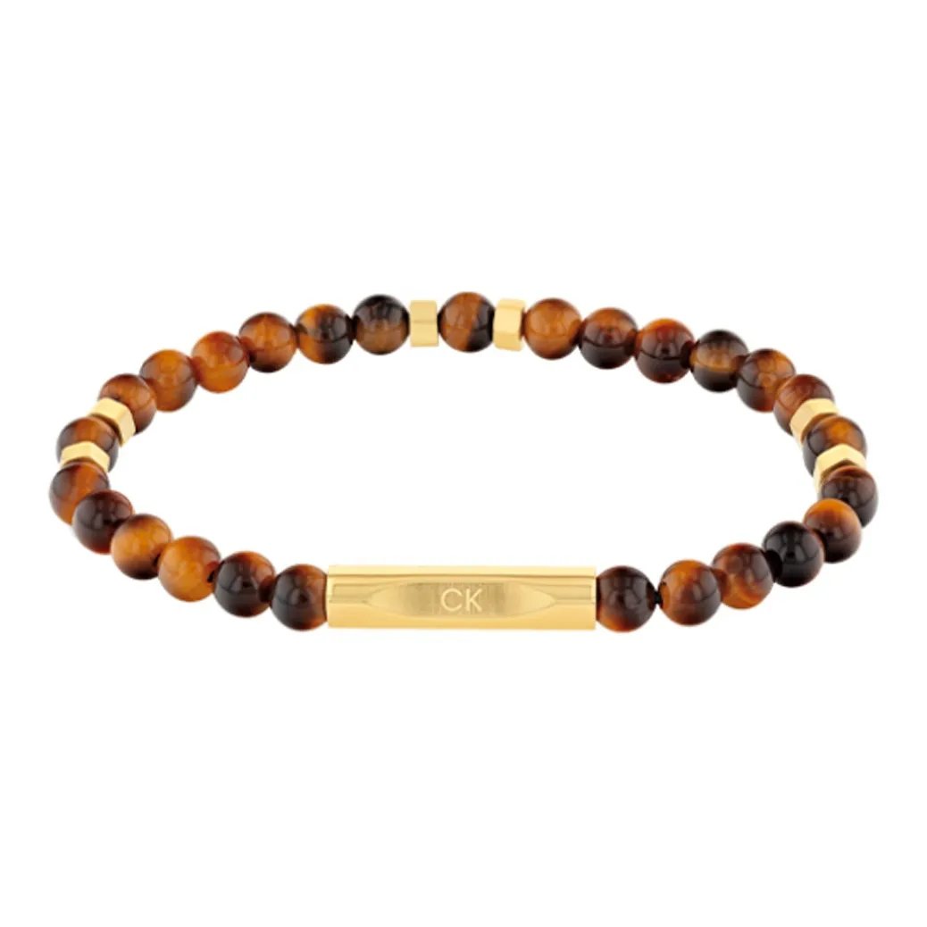 CK Calvin Klein Стальной Камень Тигровый глаз Браслеты Мужской Коричневый