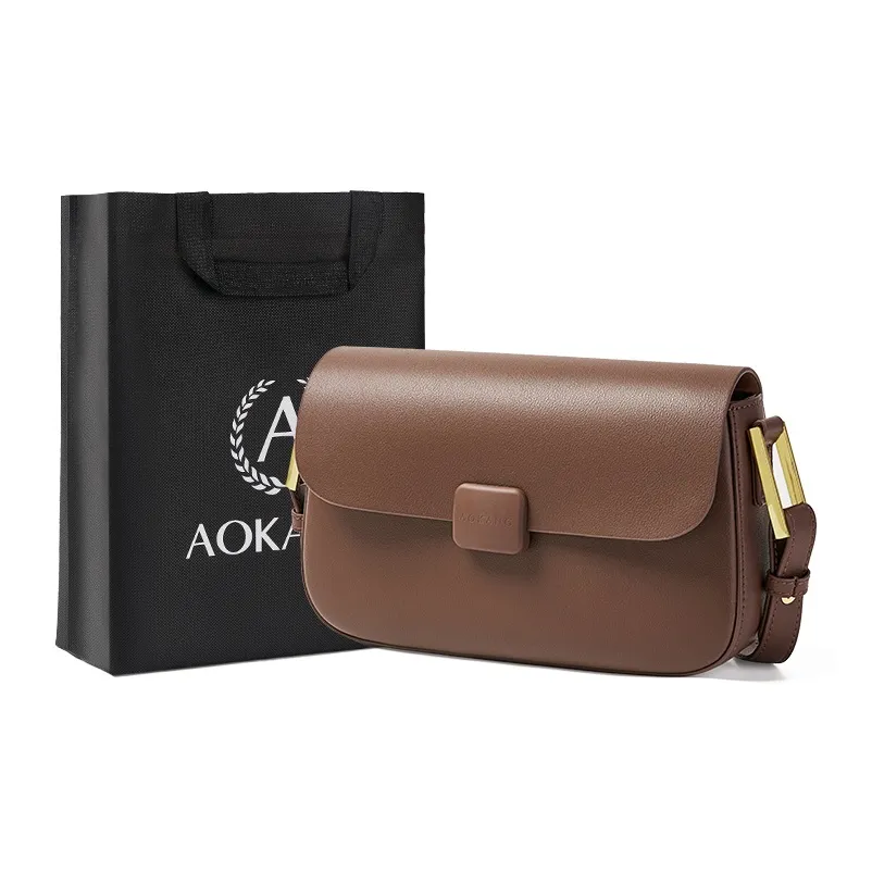 AOKANG Коровья кожа Маленькая квадратная сумка Сумка через плечо Маленькая женская