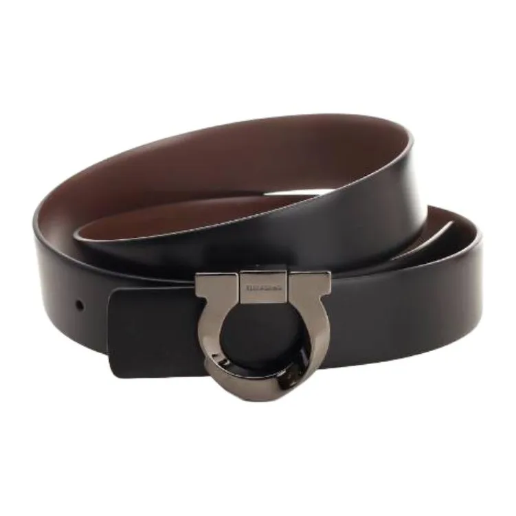 FERRAGAMO Кожаные ремни Мужской Черный Ширина 3 см