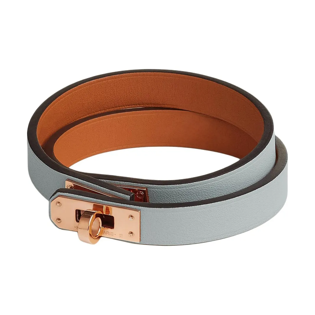 HERMES Телячья кожа покрытие розовым золотом женские светлый синий