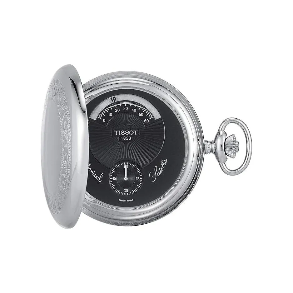 TISSOT Mechanical Movement Manual Mechanical Movement Brass Pocket Watch 53mm Unisex Black Dial