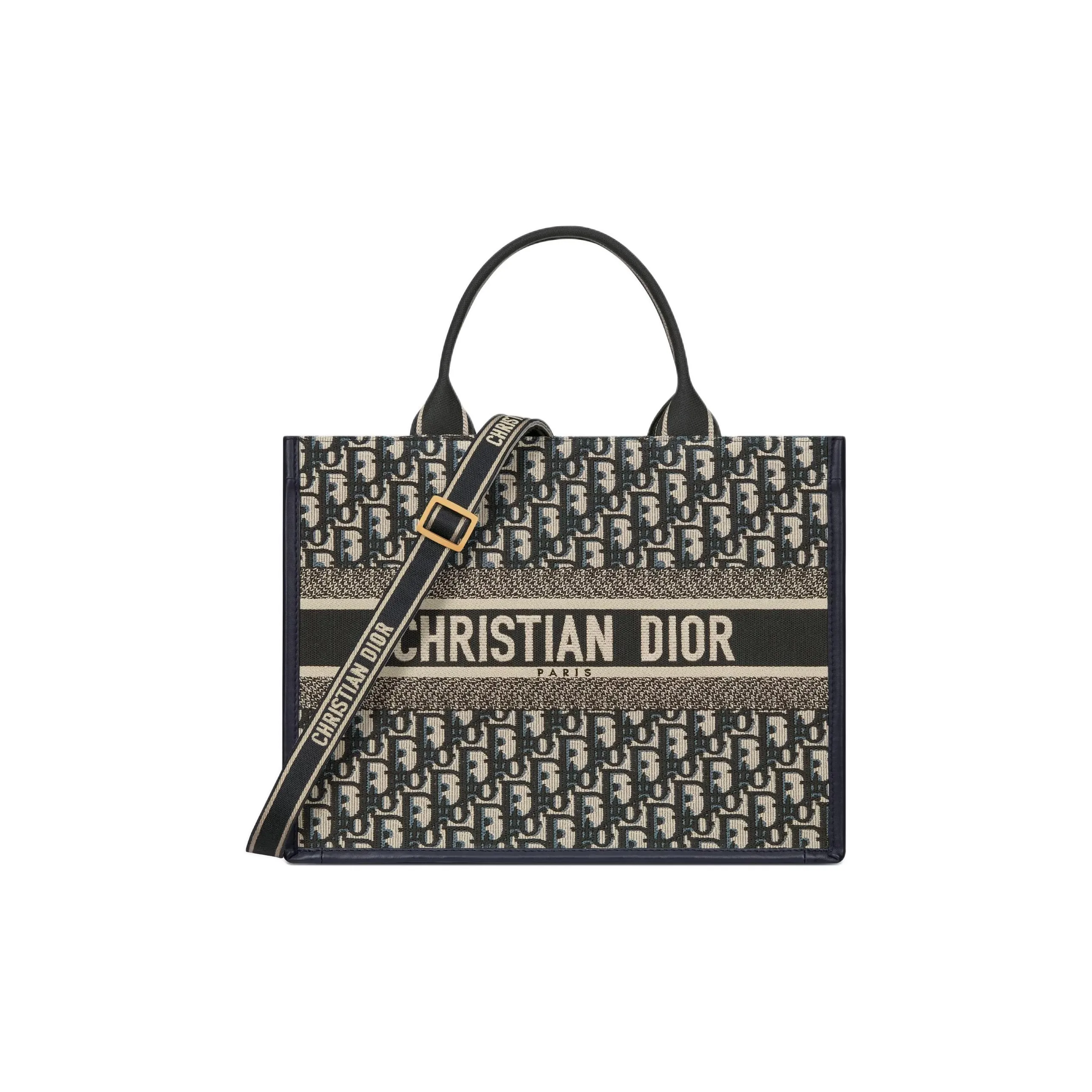 DIOR BookTote Oblique Print Embroidery Tote Bag, Shopping Bag, Handbag Medium Size Women's Blue