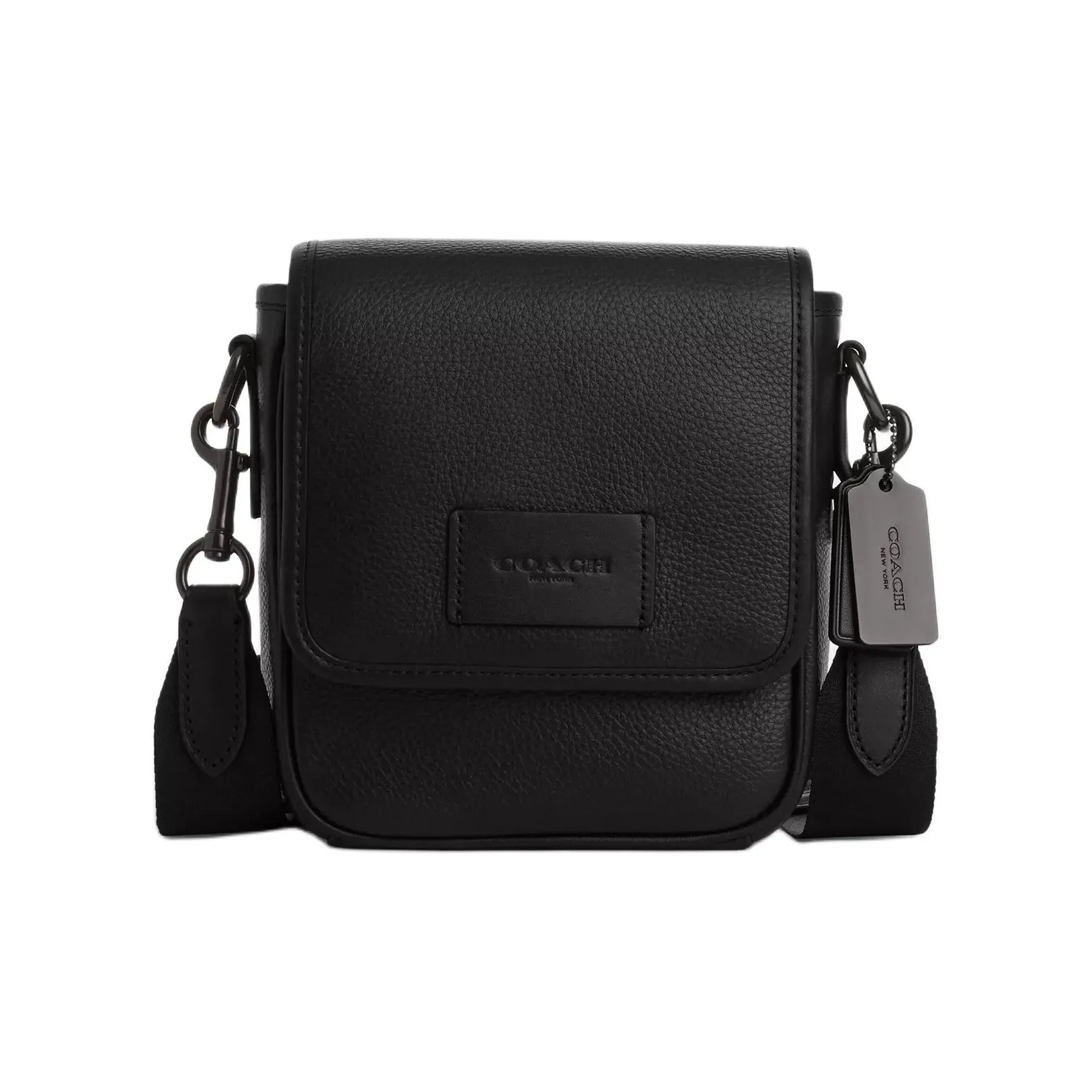 COACH Calfskin Messenger Bag, Shoulder Bag, Crossbody Bag Mini Unisex Black