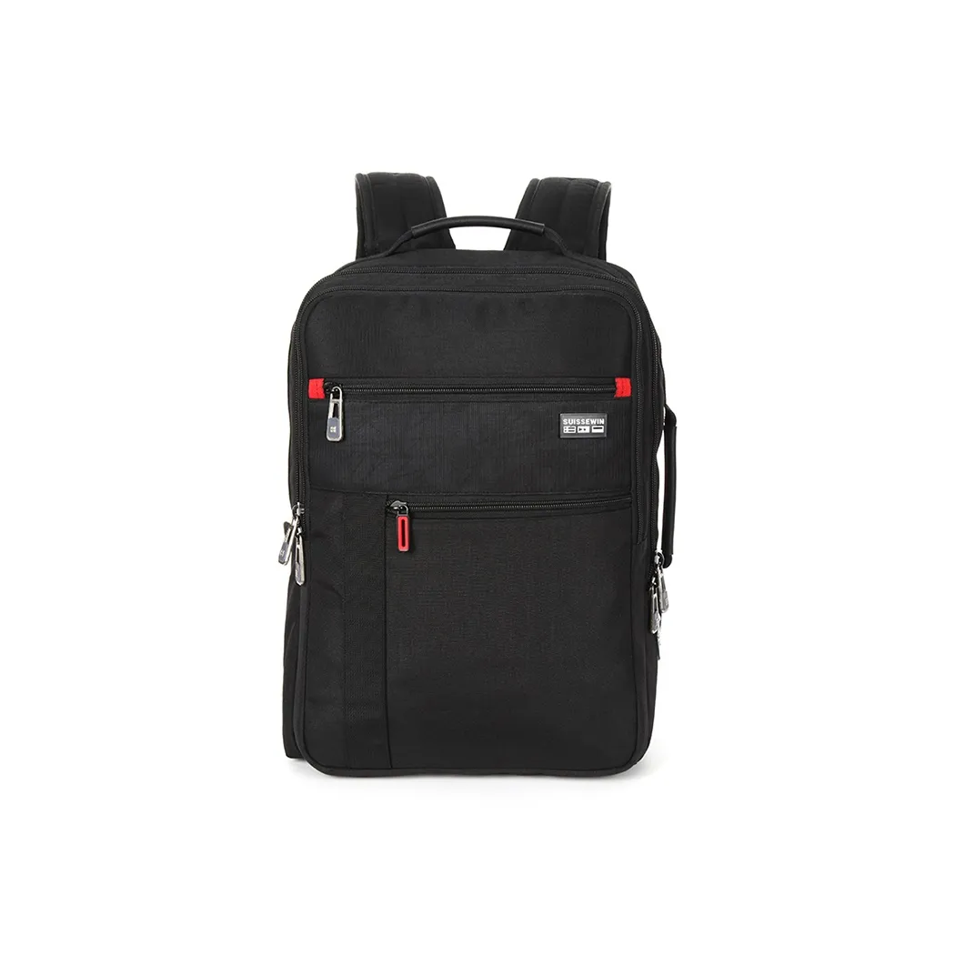 SUISSEWIN Ткань Повседневный Водонепроницаемый Рюкзак для студентов Ноутбук Сумка Сумка Стандартный Унисекс Черный Серый
