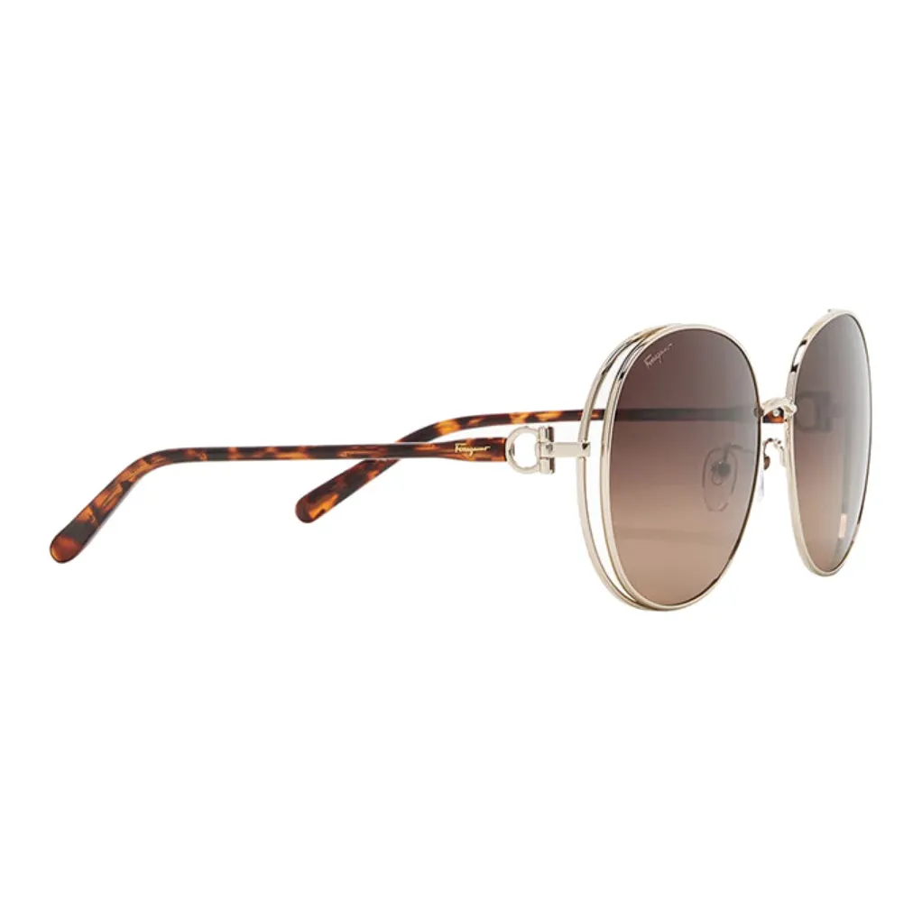 FERRAGAMO Metal Irregular Shape Sunglasses Women's Tortoiseshell