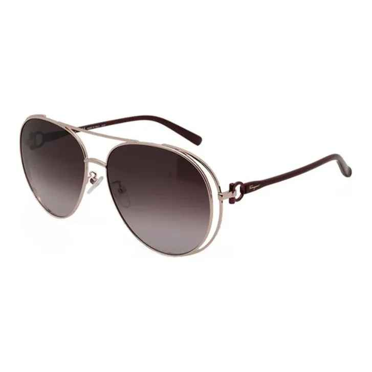 FERRAGAMO Plate And Metal Aviator Sunglasses Women's Gold